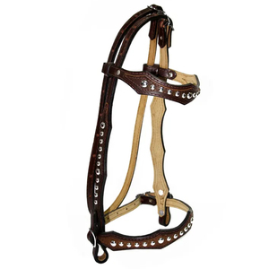 Bridon de dressage en cuir anatomique de qualité supérieure avec cristaux sur le nezier et les frontaux, équipement équestre, bridon pour concours hippique - Product Image 1