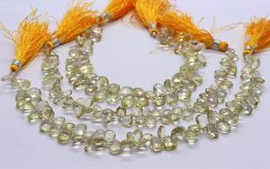 Cuentas de Cuarzo Limón Natural AAA, Forma de Pera Facetada, 5x7 mm, Hilo de 8 Pulgadas, Cuentas de Cuarzo Limón Natural - Product Image 2