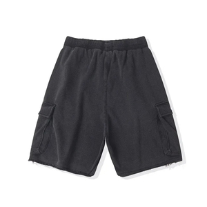 Men's Solid Cargo Shorts Mid Waist Drawstring Cotton Bermuda Casual Shorts With Pockets Breathable Knitted Style - Product Image 2