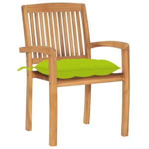 Ensemble de 8 chaises de patio empilables en teck massif avec coussins, meubles de jardin - Product Image 3
