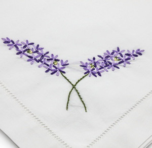 Custom Classic Cotton Embroidered Cloth Napkins Pretty Lavender Full Size Hemstitch Machine Washable Dinner Napkins Home Wedding - Product Image 2