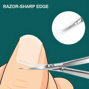 Tijeras de Cutícula Rectas con Mecanismo de Resorte, Tijeras de Acero Inoxidable para Recortar Cejas, Microtijeras para el Cuidado de los Pies - Product Image 2
