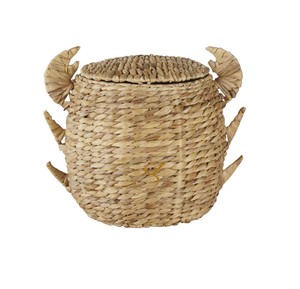Cute Crab Water Hyacinth Storage <b>Basket</b> <b>with</b> <b>Lid</b> Woven Animal Shaped Toy Organizer Bin for Kids Room - Product Image 1