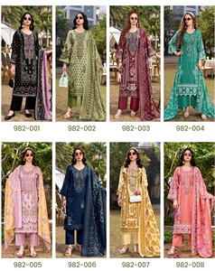 Salwar Kameez de Algodón Puro para Mujer, Estampados Digitales Exclusivos, Bordado Pesado, Estilo Moderno, Corte Regular, para Bodas y Ocasiones Especiales - Product Image 4
