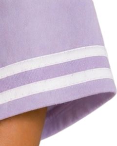 Customized Lavender Floral Embroidered Oversized T Shirt Women Contrast Stripe Crew Neck Casual Loose Fit Cotton Summer <b>Top</b> - Product Image 6