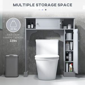 Mobiletto portaoggetti regolabile da posizionare sopra il WC con scaffale, scaffali autoportanti per il bagno - Product Image 4