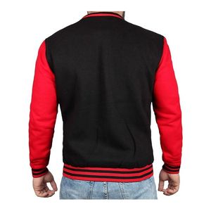 Mens Black Red Custom Chenille Patch Varsity <b>Jacket</b> Letterman <b>Baseball</b> <b>Bomber</b> <b>Jacket</b> Wholesale - Product Image 5