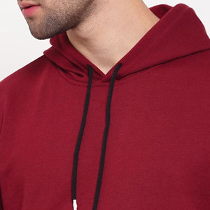 Wholesale Plain 180GSM 100% Cotton Hoodie Men's Heavyweight Custom Brand Embroidery Streetwear Blank Essential Pullover - Product Image 6