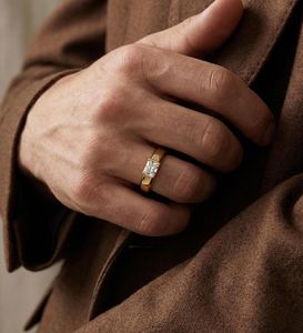 <b>18K</b> Yellow <b>Gold</b> <b>Mens</b> 1.00 CT Radiant Cut Diamond Solitaire <b>Ring</b> Luxury Engagement Wedding Band <b>Gold</b> <b>Ring</b> for Friends - Product Image 5