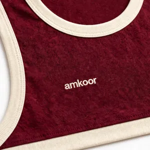 Débardeur sans manches pour homme, couleur marron, col rond, tricoté, respirant, vêtements de sport décontractés, couleur unie, bloc de couleur - Product Image 6