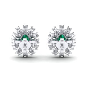 REYES New Design 14K 18K Solid Gold Oval Cut 0.73 Carat <b>Emerald</b> Gemstone with Diamond Screw Back <b>Stud</b> Earrings Fine Jewelry - Product Image 4