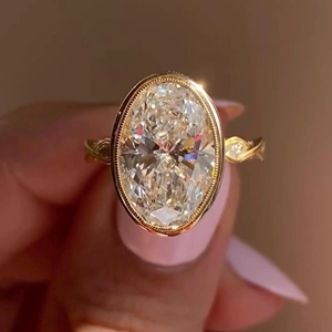 Tulip Set 14K <b>Gold</b> <b>Vintage</b> Inspired <b>Ring</b> Bezel Setting Luxury Classic Engagement Wedding <b>Ring</b> - Product Image 1