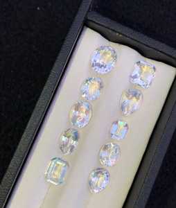 Natural Rainbow Moonstone Faceted Gemstone Lot Blue <b>Flash</b> Loose Stones Madagascar Jewelry Making Supply - Product Image 2