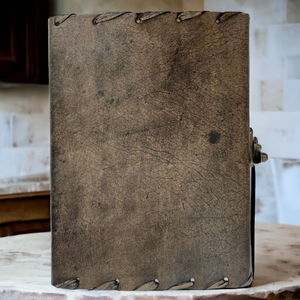 Three Eye Stone Embossed Leather Journal with <b>Lock</b>, Charcoal Grey Evil Eye Triangle Grimoire, Antique Gothic Spell Book - Product Image 6