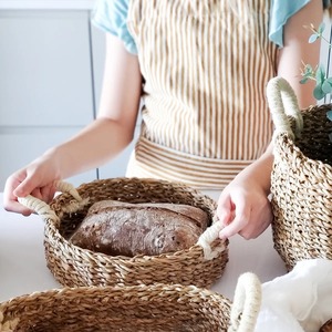 Round seagrass <b>basket</b> with handle for holding <b>bread</b> Handmade Storage <b>Basket</b> Wholesale eco-friendly Made in Vietnam - Product Image 3