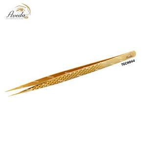 Pinzas de extensión de pestañas, pinzas de acero inoxidable con logotipo personalizado, fino, diamante, Color dorado y titanio - Product Image 1