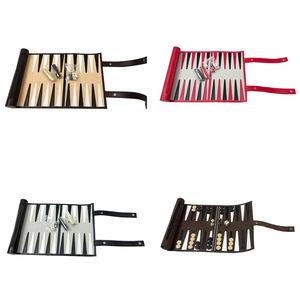 กระดานแบ็คแกมมอนขนาดพกพาแบบพับได้ หุ้มหนังกลับ PU พร้อมตัวหมากสำหรับขาย - Product Image 6