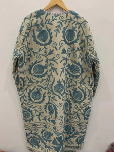 ชุดคลุมกิโมโนผ้าฝ้ายปักลายซูซานีทำมือ เสื้อคลุมทรงเทรนช์โค้ทสัมผัสนุ่มดุจกำมะหยี่ ผ้าระบายอากาศได้ดี ชุดคลุมแบบกลับด้านได้ สำหรับผู้หญิง - Product Image 2