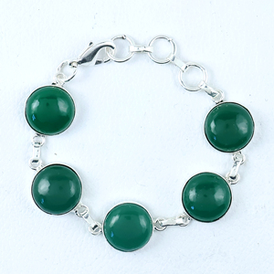Wholesale Natural Green Onyx Cabochon 925 Sterling Silver Plated Link <b>Bracelet</b> Handmade Designer Round <b>Stone</b> Multi-<b>Stone</b> Tennis - Product Image 1