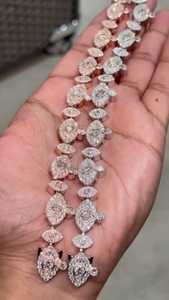 กำไลข้อมือลายตาปีศาจแบบ Lab Grown 10k เงินแท้ 925 ทรงลูกแพร์เจียระไนแบบ Iced Out กำไลแบบเชื่อมต่อ ขายส่ง เครื่องประดับฮิปฮอปแบบสั่งทำ - Product Image 2