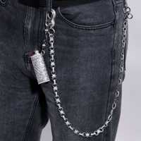 Étui à briquet personnalisé en moissanite sertie de pierres, en argent 925, avec chaîne torche style hip-hop, cadeau bijou
