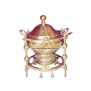 Indian Brass Metal Chaffing Dish Catering Equipment Buffet Food Warmer Serving Dish For Event Holiday Parties