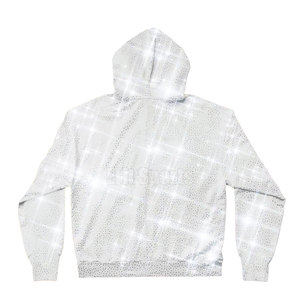 Wholesale High Quality Custom Printed Logo Men's Winter Solid Rhinestone Zipper Hoodie 100% Cotton Eco-Friendly Breathable - Product Image 2