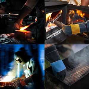 Custom Made Design Heavy Duty Kevlar Stitch Cow Split Leather Welding <b>Gloves</b> Fireproof Cotton Liner for Work and Heat Protection - Product Image 6