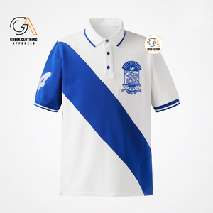Phi Beta Sigma |   Chemise à manches courtes bleue pour homme, logo imprimé numérique sur le devant, coton sergé décontracté, respirant, séchage rapide, poche, 210g - Product Image 6