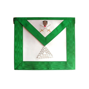 Tablier de Rite Écossais du 15e Degré, Style Authentique, Blanc et Vert Moiré, Broderie Argentée, Régalia de Loge Maçonnique, Fabriqué sur Commande pour la Loge - Product Image 1