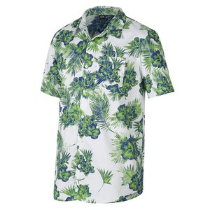 เสื้อเชิ้ตแขนสั้นสีขาวสำหรับผู้ชาย ทรงปกติ ผ้าถัก 100% โพลีเอสเตอร์ มีกระเป๋า โลโก้ด้านหน้า แห้งเร็ว - Product Image 1