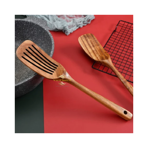 Espátula Ranurada de Madera Tradicional, Utensilio de Cocina Natural Hecho a Mano para Uso Doméstico - Product Image 1