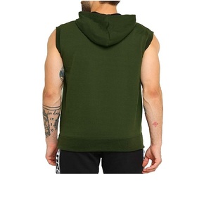 Hoodie sans manches en jersey tricoté 100 % coton uni pour homme, grande taille, personnalisable avec logo OEM, idéal pour la gym, vente en gros - Product Image 3