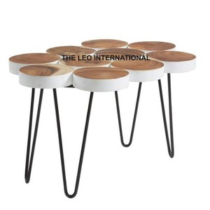 Mesas de Centro de Lujo con Base de Diseño en Metal de Calidad Superior con Acabado Dorado y Tapa Redonda de Mármol Blanco - Product Image 5