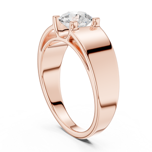 Bague solitaire pour homme en or rose avec diamant de laboratoire |   Bague audacieuse à coupe ronde pour fiançailles, mariage et occasions spéciales pour homme - Product Image 3