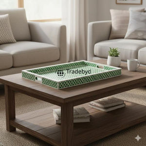 Bandeja Decorativa de Lujo con Incrustaciones de Hueso Hecha a Mano para Servir en la Mesa de Comedor o Decoración de Mesa de Café por Tradebyd - Product Image 3