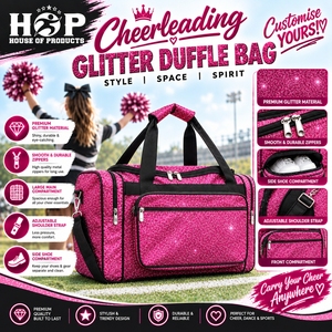 Bolsas de lona personalizables con brillantina para animadoras, fabricante de bolsas deportivas personalizadas para animadoras, bolsa de viaje con brillantina para práctica de baile. - Product Image 1