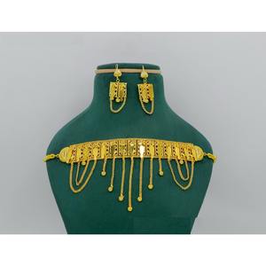 Ensemble collier et boucles d'oreilles plaqué or ethnique de qualité supérieure, collier ras du cou traditionnel arabe du Moyen-Orient, pour mariage, mariée, femmes et filles, en alliage - Product Image 5