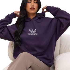 Dark Purple Relaxed Fit <b>Hoodie</b> Women Fleece Pullover Long Sleeve Casual Streetwear Relaxed Fit Fashion Daily Wear - Product Image 5
