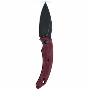 Burgundy Red Textured Handle Fixed Blade Hunting Knives with Black Pointed Blade Curved Grip for <b>Outdoor</b> Camping Utility Task - Product Image 1