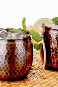 Copper cocktail <b>beverage</b> mug <b>set</b> for stylish premium home bars hammered finish metal cups durable reusable <b>serving</b> mugs - Product Image 3