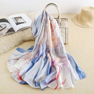 <b>Floral</b> Print Soft Lightweight Long Silk Shawl <b>Scarf</b> for Women for Party Use - Product Image 5