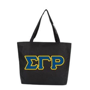 กระเป๋าถือซิป Black Sigma Gamma Rho ลายตัวอักษรสมาคมนักศึกษากรีก กระเป๋าสะพายไหล่สำหรับผู้หญิง ความจุขนาดใหญ่ เหมาะสำหรับใช้ในมหาวิทยาลัย ช้อปปิ้ง และพกพา - Product Image 1