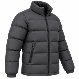 Custom Men Puffer Jacket Winter Outerwear Padded <b>Bubble</b> <b>Coat</b> High Stand Collar Solid Colour Custom Men's Heavy Puffer Jacket - Product Image 3