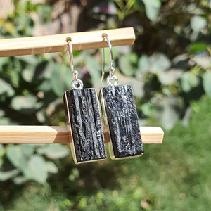 925 Sterling Silver Black Tourmaline <b>Earrings</b> High Quality Long Gold-Plated Featuring <b>Diamond</b> Pearl for Weddings Fine Piercing - Product Image 2