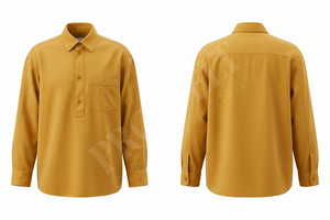 Chemise décontractée ajustée tendance à manches longues, demi-fermeture, en coton, avec poches sur le devant, pour le travail et les affaires - Product Image 2