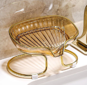 Porte-savon mural de style industriel en or avec un bras robuste inspiré des tuyaux et une base ronde. Disponible aux prix de gros. - Product Image 2