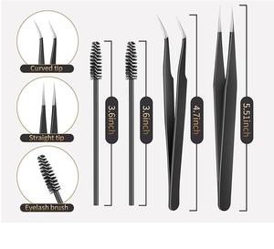 Ensembles de pinces à cils, pinces à cils droites et courbées, pinces à cils en titane arc-en-ciel - Product Image 2