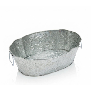 <b>Large</b> Oval Galvanized Wine Tub With Handles Metal Beverage Cooler Bucket For Wedding Parties <b>BBQ</b> Events and Outdoor Beer - Product Image 3