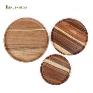 Plato de Madera 100% Natural, Redondo, para Frutas, para Fiestas y Bodas, con Vajilla, Diferentes Tamaños y Color de Madera Natural - Product Image 3